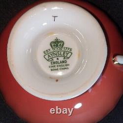 1 (One) AYNSLEY ORCHARD RED & GOLD Footed Porcelain Tea Cup & Saucer J. Jones