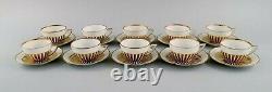 10 Art Deco Ariadne coffee cups with saucers in porcelain. 1930s