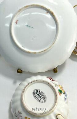 10 Copeland Spode England Porcelain Cup and Saucers, circa 1920. Florals