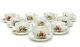10 Herend Hungary Hand Painted Porcelain Cup & Saucers, Florals, Fruits, Insects