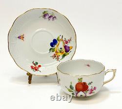 10 Herend Hungary Hand Painted Porcelain Cup & Saucers, Florals, Fruits, Insects
