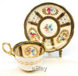 10 Paragon Bone China England Porcelain Cup & Saucers, Floral Bouquets, c. 1930