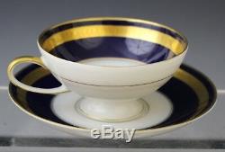 10 pc VTG Signed Rosenthal Eminence Cobalt German Porcelain Tea Cup Saucer Set