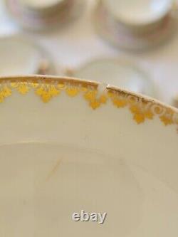 (11) Limoges GDA France Porcelain Cream Soup Cup And Saucer Roses Gold Garland