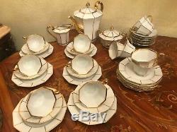 12 Cup Saucer Plates 1 Pot Milk Sugar Bavaria Tirschenreuth Porcelain Coffee Set