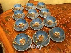 12 Cups 12 Saucers German Bavaria Porcelain Blue Handpaited Coffee Set