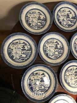 12 Pc Chinese Export Blue-and-White Canton Porcelain Plates 17851835