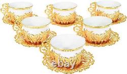 12 Pc Turkish Greek Arabic Coffee Espresso Cup Saucer Porcelain Set Yellow