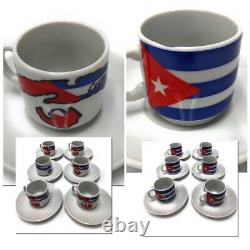 12 Pieces 2 oz Cuban Espresso Coffee Porcelain 6 Cups 6 Saucers Set