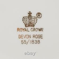 12 pc Vtg Royal Crown Devon Rose Chintz Floral Porcelain Cup Snack Plate Saucer