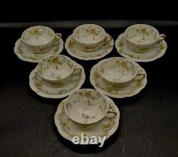 12pc Haviland Limoges Porcelain 6 Tea Cups & 6 Saucers The Princess