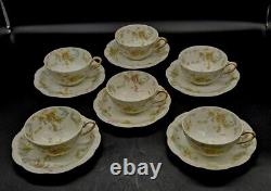 12pc Haviland Limoges Porcelain 6 Tea Cups & 6 Saucers The Princess