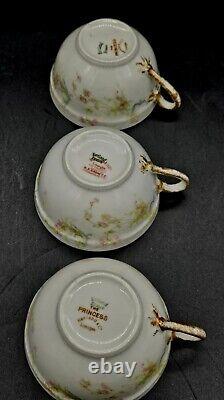 12pc Haviland Limoges Porcelain 6 Tea Cups & 6 Saucers The Princess