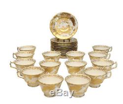 14 Royal Crown Derby Porcelain Cup & Saucers in Gold Aves