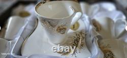 15 pcs' Porcelain China Cup Saucer cream sugar 24 golden plated