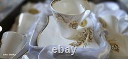 15 pcs' Porcelain China Cup Saucer cream sugar 24 golden plated