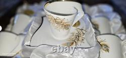 15 pcs' Porcelain China Cup Saucer cream sugar 24 golden plated