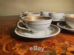 16 Cups 16 Saucers Set Rare KPE Kalk Eisenberg Gold Germany Porcelain Coffee Set