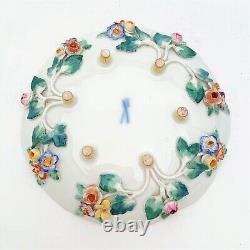1815-1924 Meissen Porcelain Footed Demitasse Cup & Saucer with Applied Flowers