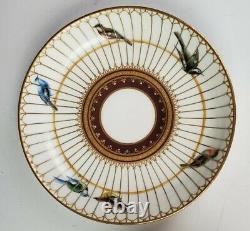 1873 Fine MINTON Caged Birds Cup & Saucer Gold Silver Aesthetic Porcelain China