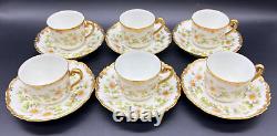 1890s Set of 6 Tressemann & Vogt Daisy Demitasse Tea Cups & Saucers T&V Limoges