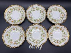 1890s Set of 6 Tressemann & Vogt Daisy Demitasse Tea Cups & Saucers T&V Limoges