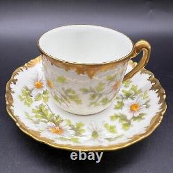 1890s Set of 6 Tressemann & Vogt Daisy Demitasse Tea Cups & Saucers T&V Limoges