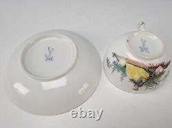 18c/19c Antique Meissen Porcelain Porzellan Hand Painted Cup and Saucer