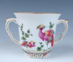 18th C. Chelsea Porcelain Chocolate Cup & Saucer Antique English Exotic Birds