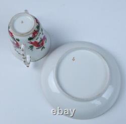 18th C. Chelsea Porcelain Chocolate Cup & Saucer Antique English Exotic Birds