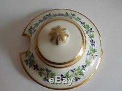 18th C Dihl Et Guerhard Paris Porcelain Mustard Pot In Cornflower Pattern