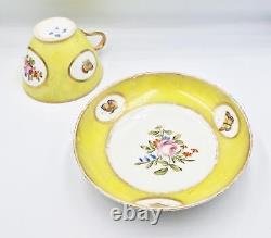 18th Century Continental Yellow Ground Porcelain Cup & Saucer Butterflies