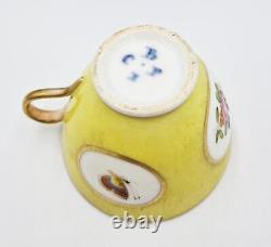 18th Century Continental Yellow Ground Porcelain Cup & Saucer Butterflies