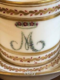 18th Century Leboeuf Porcelaine de la Reine Paris Louis XVI Coffee Cup Saucer M