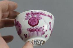 18th Century Wallendorf Germany Hand Painted Puce Strawflower Tea Cup & Saucer C