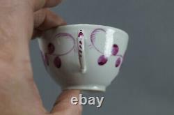 18th Century Wallendorf Germany Hand Painted Puce Strawflower Tea Cup & Saucer C