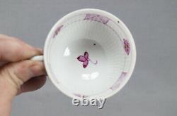 18th Century Wallendorf Germany Hand Painted Puce Strawflower Tea Cup & Saucer C