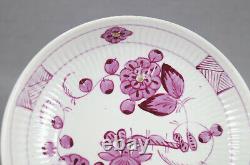 18th Century Wallendorf Germany Hand Painted Puce Strawflower Tea Cup & Saucer C