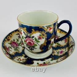 18thc Antique Worcester Coffee Cup & Saucer c1755Dr Wall 1st Period Porcelain