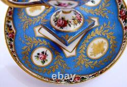 1900's French C Jacob Petit Paris Hand Painted Porcelain Floral Cup & Saucer