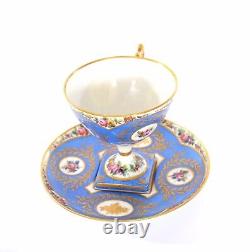 1900's French C Jacob Petit Paris Hand Painted Porcelain Floral Cup & Saucer