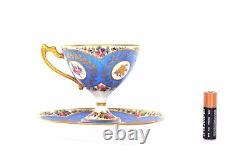 1900's French C Jacob Petit Paris Hand Painted Porcelain Floral Cup & Saucer