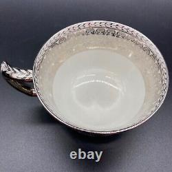 1920s Wedgwood Etruria Tea Cup & Saucer Demitasse Tonquin Silver Lustre Stamped