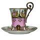 1921 Dw Porzellan Karlsbader Wertarbeit Footed Cup Saucer Gold Porcelain Pink