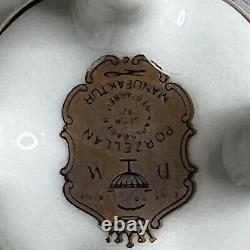 1921 DW Porzellan Karlsbader Wertarbeit Footed Cup Saucer Gold Porcelain Pink