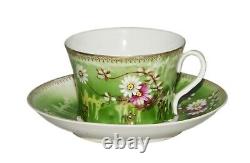1940s Vintage Soviet Russian Porcelain Tea Pair Cup Saucer Verbilki Gardner