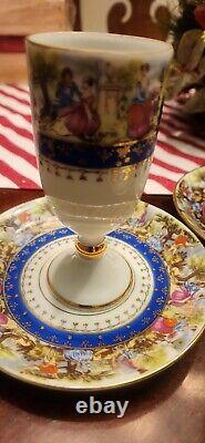 1950'S 33/45 Porcelain Pedestal Cup & Saucer Rare ARNART Creations Vienna Style