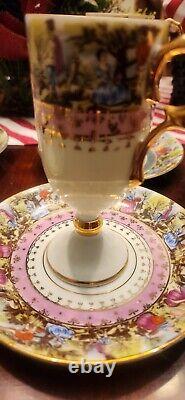 1950'S 33/45 Porcelain Pedestal Cup & Saucer Rare ARNART Creations Vienna Style