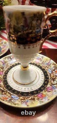 1950'S 33/45 Porcelain Pedestal Cup & Saucer Rare ARNART Creations Vienna Style