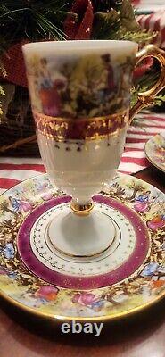 1950'S 33/45 Porcelain Pedestal Cup & Saucer Rare ARNART Creations Vienna Style